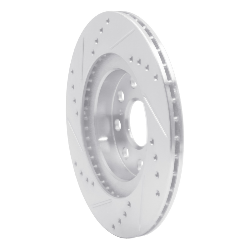 Toyota MR2 Spyder Brake Rotor (1) - Rear Right - R1 Concepts - Drilled & Slotted - Silver - `00-`05